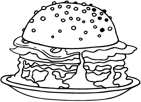 Sandwich with sesame buns vinyl sticker. Customize on line. Food Meals Drinks 040-0469